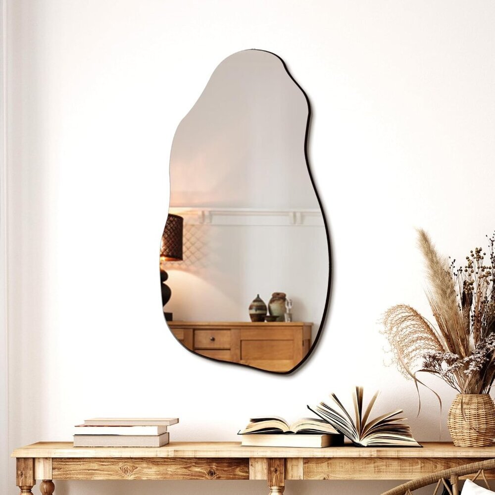 Irregular Asymmetrical Wall Mirror for Living Room Bathroom Entryway, Modern Dec